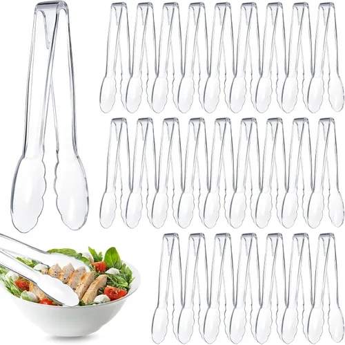 Vista 8 de Tessco for you 25 pinzas de plástico para servir a granel, pinzas desechables de plástico de 9 pulgadas, pinzas de ensalada resistentes para cocina