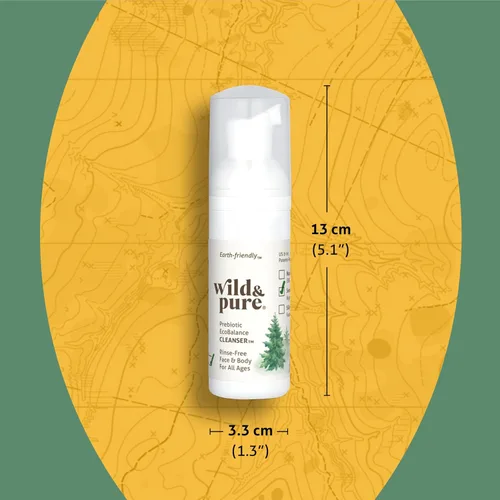 Vista 6 de Wild & Pure Limpiador de piel sensible, juego de viaje de 2 piezas (1.7 y 0.9 onzas líquidas), lavado con pH equilibrado, apto para microbiomas