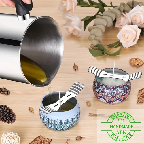 Vista 5 de Olla para hacer velas, 60.9 fl oz/60 onzas, olla de fusión de cera de doble caldera, jarra de acero inoxidable 304 con mango resistente al calor