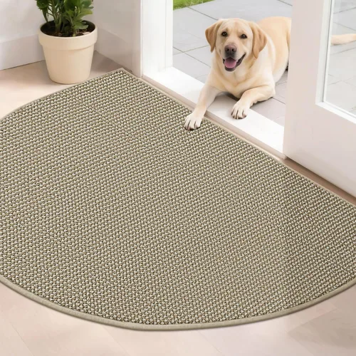 Vista 22 de BEQHAUSE Tapete Atrapa Suciedad para Puerta 17" x 30" Semicírculo Antideslizante Lavable Tapetes de Entrada Alfombras Absorbentes de Bienvenida