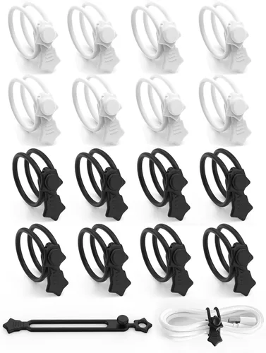 Vista 18 de Cierre rápido: bridas de silicona reutilizables, organizador de cables para cables de carga, cables de datos y cables de computadora, correas