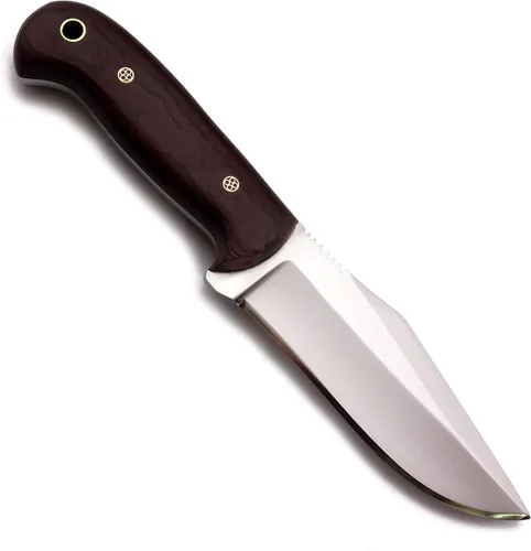 Vista 4 de GCS Cuchillo de caza táctico de acero con mango de micarta hecho a mano D2 con funda de cuero Hoja de espiga completa diseñada para caza y EDC GCS