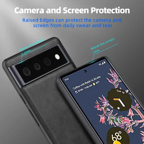 Vista 4 de X-level Funda protectora para Google Pixel 6, antiarañazos, de piel sintética de alta calidad, TPU suave, a prueba de golpes, para Google Pixel 6