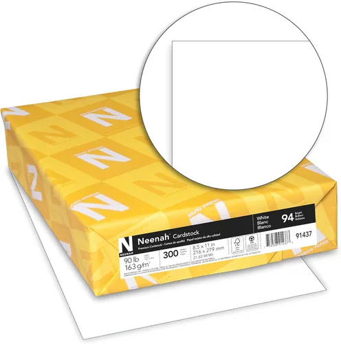 Neenah Papel para Tarjetas Index, 8.5" x 11", 90 lb./163 gsm, blanco, 300 hojas, ligero, 94 de brillo - ¡HOJAS EXTRA, MÁS VALOR! (91437)