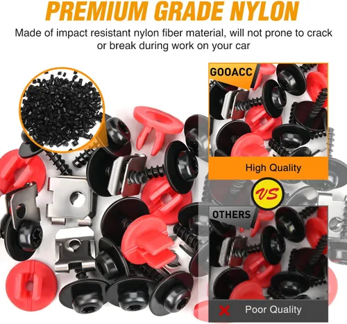 Vista 5 de GOOACC 10 juegos de tornillos de protección contra salpicaduras de motor, cubierta de tapa inferior, perno, tuerca, clip Torx, cabeza plana SEMS