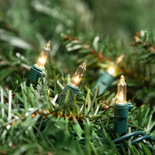 Vista 3 de Juego de 100 mini luces navideñas transparentes, cable verde de 20.25 pies