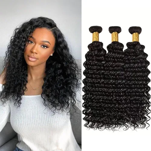 Cabello humano paquetes onda profunda 10 12 14 pulgadas rizado paquetes