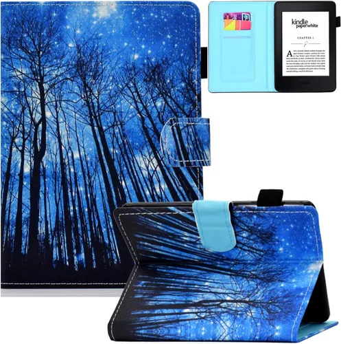 Vista 13 de Funda para Kindle Paperwhite, de piel sintética, con ranuras para tarjetas, con tapa de apagado y encendido automático para Amazon Kindle Paperwhite
