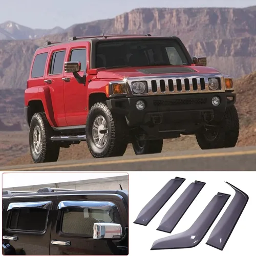 Vista 7 de Fit Hummer H3 - Protector de lluvia para ventana, visor de ventilación con cinta adhesiva, deflector de ventana lateral, viseras de ventilación
