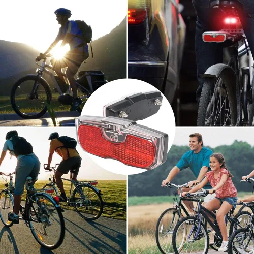Vista 7 de Luz trasera de bicicleta, reflector trasero de bicicleta para portaequipajes, luz trasera reflectante de aleación de aluminio, montaje en tornillo