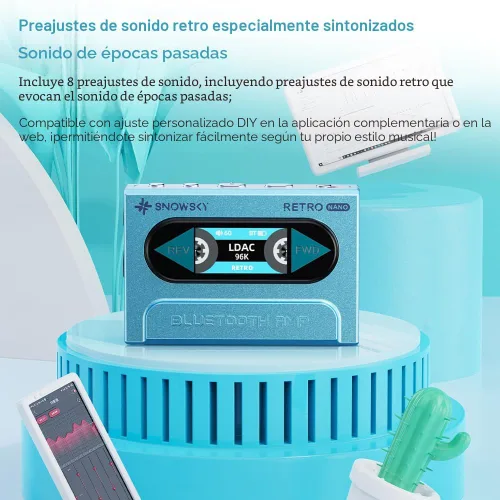 Vista 7 de FiiO/Snowsky Retro Nano Bluetooth USB DAC AMP con LDAC, aptX Adaptive, aptX LL (salida desequilibrada de 3.5mm y salida equilibrada de 4.4mm) (Azul)