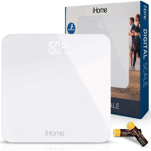 Vista 5 de iHome iHome - Báscula digital para baño, báscula de peso corporal de alta precisión, 400 libras, funciona con batería con pantalla LED