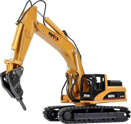 Vista 5 de Gemini&Genius Juguetes de excavadora de taladro para niños, juguete de vehículo de construcción resistente, excavadora de martillos a escala 1:50