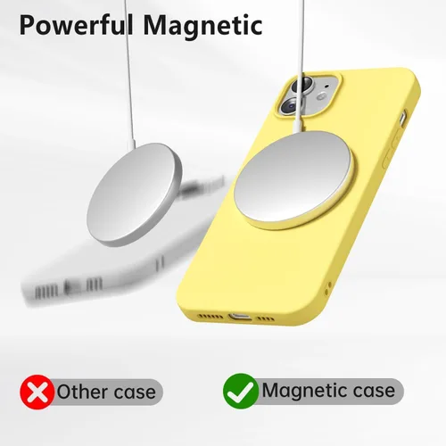 Vista 124 de oakxco Funda de silicona para iPhone 12 Pro Max, magnética, compatible con carga inalámbrica Magsafe, cubierta protectora de goma suave y delgada