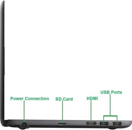 Vista 7 de Dell Laptop Chromebook 11 3180, computadora portátil de 11.6 pulgadas, Intel Celeron N3060, 4 GB de RAM, 32 GB SSD, cámara web, Wi-Fi, Bluetooth