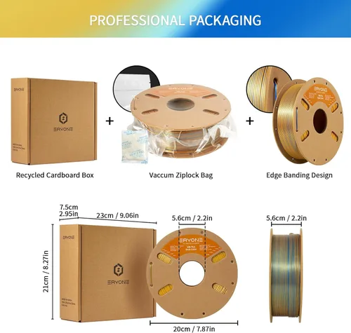 Vista 97 de ERYONE Filamento de ácido poliláctico (PLA) de seda para impresora 3D, de 1.75 mm +/- 0.03 mm, carrete de 1 kg (2.2 libras), verde esmeralda seda