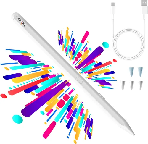 Yebos Lápiz Stylus para Apple iPad 2018-2025, Compatible con Pencil, Duración de Batería 3X, Carga Rápida USB-C, Inclinación y Rechazo de Palma,