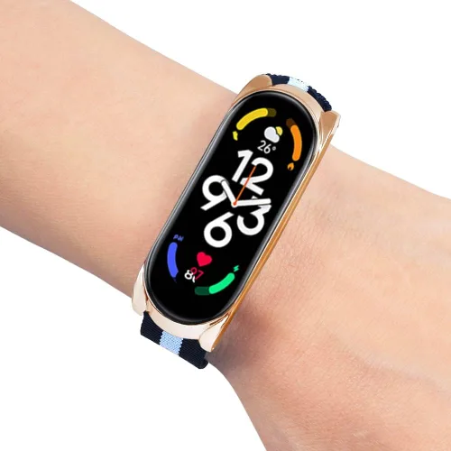 Vista 6 de Pulsera compatible con Xiaomi Mi Band 7, correa de repuesto de lona deportiva, ajustable, duradera, suave, ligera, compatible con Xiaomi Mi Band 7