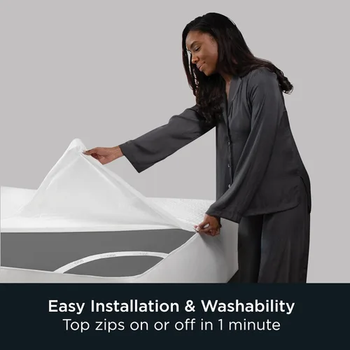 Vista 5 de AllerEase Platinum - Protector de colchón impermeable con cremallera de 360 grados, barrera de partículas, equilibrio de temperatura, lujosa parte