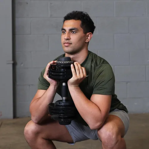 Vista 7 de Body-Solid Tools - Juego de mancuernas ajustables, de 11 libras a 66 libras con soporte