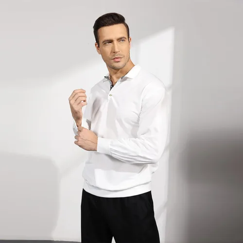 Vista 5 de Opomelo Men's Long Sleeve Pullover Polo Shirts-Casual Loose Fit Sweatshirts V Neck Tops