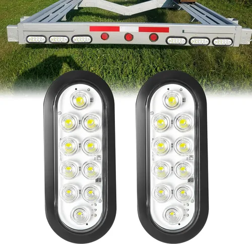 Vista 29 de 2 luces LED ámbar ovaladas para remolque, 6 pulgadas, luces LED ovaladas de parada, intermitentes, luces de freno de remolque lateral, lámpara de 2