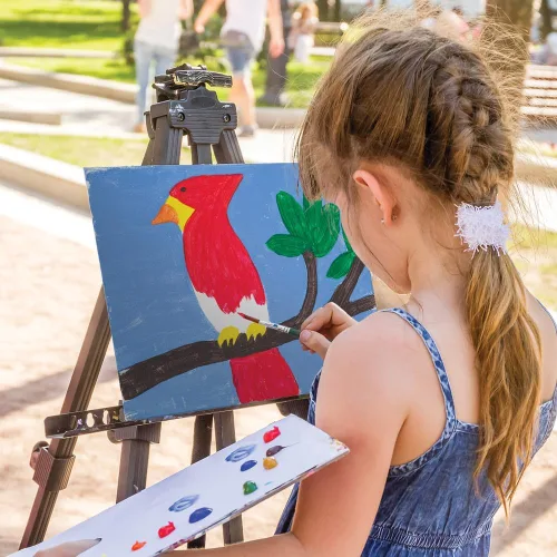 Vista 5 de Prang Kit de pintura de témpera lavable para niños, 37 piezas. El juego incluye 6 pinturas, 5 pinceles, 3 vasos de pintura, 1 paleta de mezcla, 1