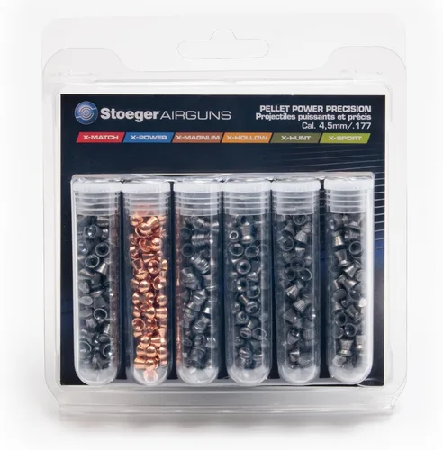 Vista 7 de Stoeger Combo S6000-E - Calibre .177 - Sintético negro con paquete de muestras de pellets X-Family