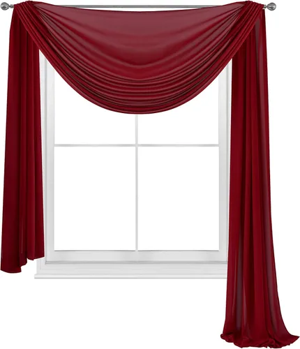 Vista 7 de WPM - Bufanda negra para ventana, cenefa extra larga y transparente para ventana, 38 pulgadas de ancho x 216 pulgadas de largo, cenefas de gasa