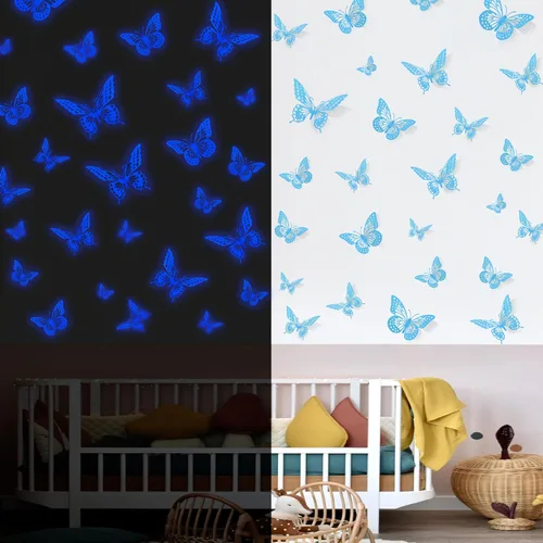Vista 24 de SAOROPEB Decoración de pared de mariposa 3D, 48 piezas, 4 estilos, 3 tamaños, decoraciones de mariposa morada para decoraciones de cumpleaños
