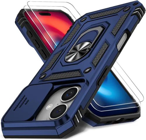 Vista 14 de Funda HakkTaoo para iPhone 13/iPhone 14 de 6.1 Pulgadas con Funda Deslizante para Cámara + Protector de Pantalla (2 Paquetes), Funda Protectora a