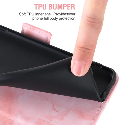 Vista 6 de Asuwish Funda compatible con Moto G Stylus 2020 MotoG Pro y protector de pantalla de vidrio templado, tarjetero con función atril y tapa de mármol