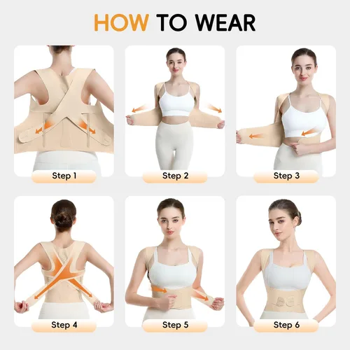 Vista 9 de babaka Corrector de postura para mujer, soporte invisible ligero ajustable para alivio del dolor de espalda superior e inferior, jorobado