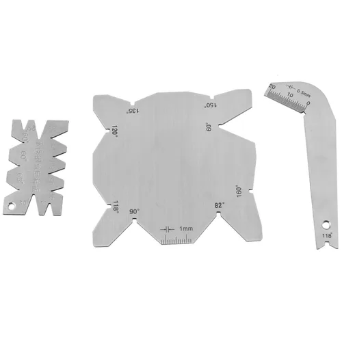 Kadimendium Juego de 3 brocas de calibre de ángulo de acero inoxidable, medidor de medición de ángulo de acero inoxidable, afilador de herramientas