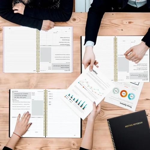 Vista 6 de SUNEE Half Meeting Half Note - Cuadernos profesionales de 8.5"x11" para el trabajo - 160 páginas, planificador de proyectos de tamaño A4, agenda