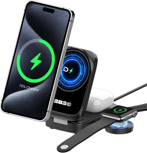Estación de carga inalámbrica plegable 3 en 1, cargador Magsafe de 15 W, soporte de cargador inalámbrico magnético para iPhone 17 16 15 14 13 12
