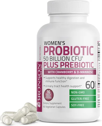 Vista 5 de Bronson Probiótico para mujer 50 mil millones de UFC + prebiótico con arándano y D-manosa – Salud vaginal, digestión saludable, función inmune