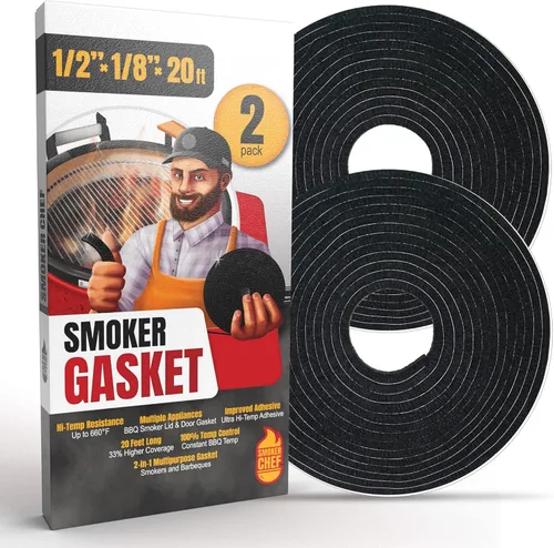 Vista 10 de Junta para ahumador Chef Smoker – Junta de 0.6’’ de ancho 0.2’’ de grosor, junta de alta temperatura para parrilla, de 17 pies de largo, cinta