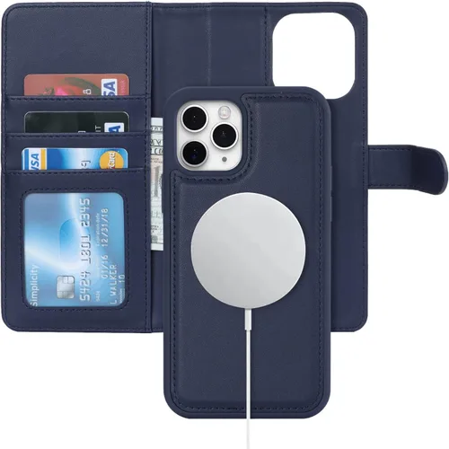 Vista 28 de Havaya Funda para iPhone 12 y iPhone 12 Pro, cartera compatible con magsaf 2 en 1, desmontable magnética con tarjetero y ranura trasera