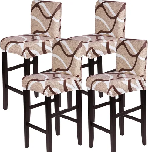 Vista 60 de SearchI Juego de 2 fundas de jacquard para taburetes de bar, elásticas y lavables, fundas para sillas de altura de mostrador para cocina, comedor