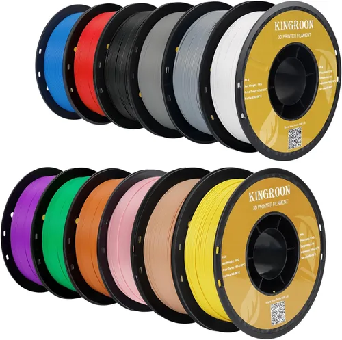Vista 16 de Kingroon PLA - Filamento para impresora 3D, 10 carretes, precisión dimensional de +/- 0.02 mm, carrete de 10 kg (22 libras), 1.75 mm, 5 negro + 5