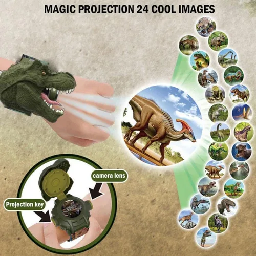 Vista 3 de RAYCHY Reloj Dinosaurio Linterna Proyector Juguetes Patrón Animal Antorcha Juguetes Educativos Regalo