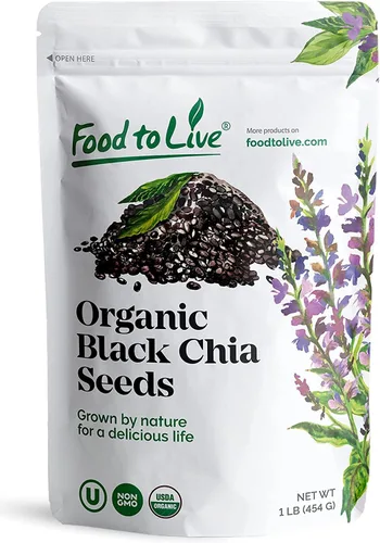 Semillas de Chía Orgánicas Certificadas de Food To Live (Crudas, Negras, No Genéticamente Modificadas, Gruesas)