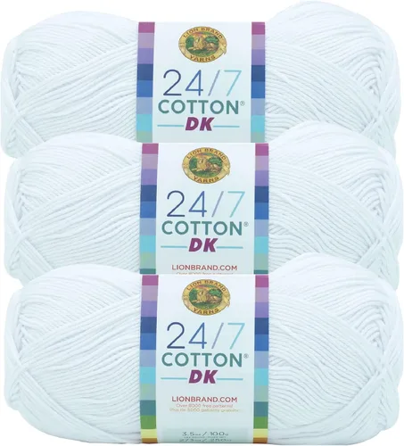 Vista 57 de Lion Brand Yarn, 24/7 Cotton DK - Ovillo de lana de ganchillo, azul, multicolor, paquete de 1 unidad Cotton Yarn for Knitting, Crochet, Crafts