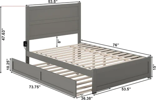 Vista 77 de AFI NoHo - Cama de plataforma de tamaño individual con estribo y cama corrediza individual en espresso