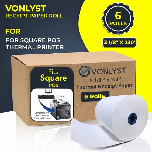Vista 7 de Rollo de papel para recibos 3 1/8 x 230 para Square Register y sistema Square POS conectado a la impresora térmica Star Micronics