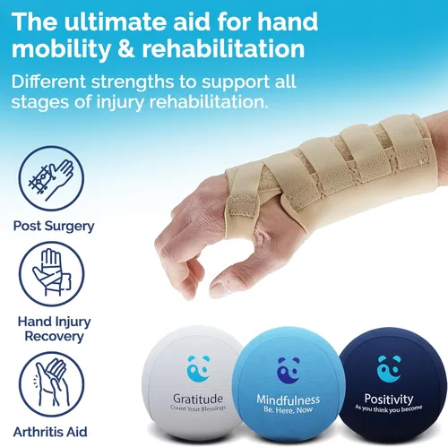 Vista 3 de Mind & Body Stress Balls for Adults - Multi-Density Squeeze Balls for Hand Therapy & Grip Strengthening - Stress & Anxiety Relief - Soft to Triple