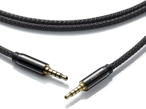 Vista 3 de Zeskit Cable de audio AUX macho a macho de 0.138 in de alta calidad, TRRS 4 polos para auriculares con micrófono, altavoces - 4 pies