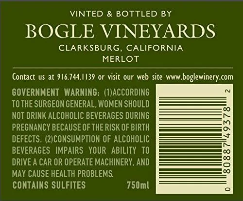 Vista 2 de Bogle Merlot, vino tinto, botella de 750 mL