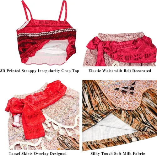 Vista 4 de AmzBarley - Conjunto de disfraz de princesa para niñas con faldas de cumpleaños, con tiras y faldas de borla